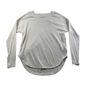 Athleta Presence Sweatshirt White Ribbed Knit V-Cutout Back Size M